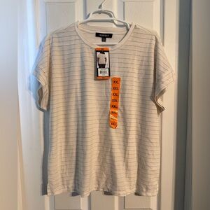 Ellen Tracy Cream Striped Top XXL NWT